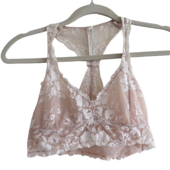 INTIMATELY FREE PEOPLE Galloon Nude Lace Bralette Bra Neutral Boho - Size S - Picture 1 of 14